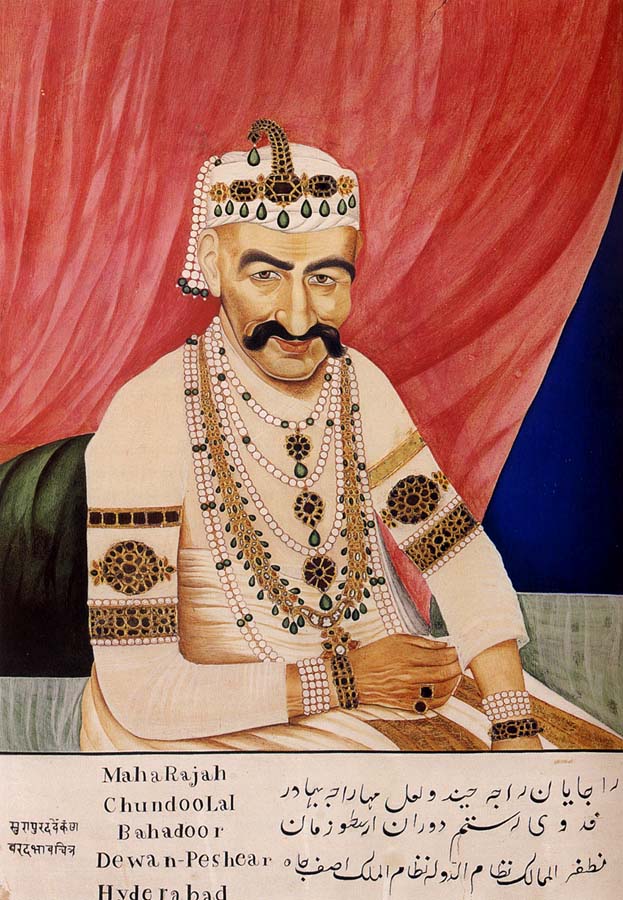 Portrait of Maharaja Chandulal,Chief Minister of the Nizam of Hyderabad,Nawab Ali Khan,Asaf Jah Iv